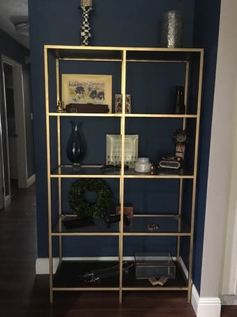IKEA gold painted bookshelf (Vittsjo) 1