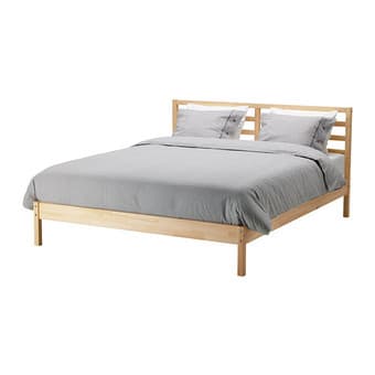 Queen bed IKEA Tarva with slatter base IKEA Luröy 1