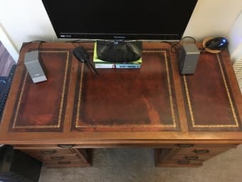 Leather top sturdy wood desk 2