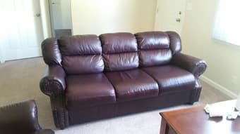 Leather sofa and antique coffee and side tables- reduced to sell 1