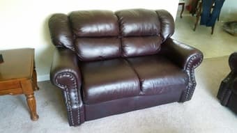 Leather sofa and antique coffee and side tables- reduced to sell 2