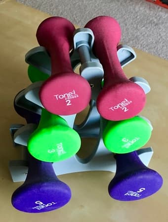 Tone Fitness 20lb Neoprene Dumbbell Set with Frame Rack 1