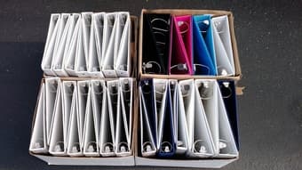 3-ring binders (qty 45) 1