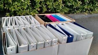 3-ring binders (qty 45) 2