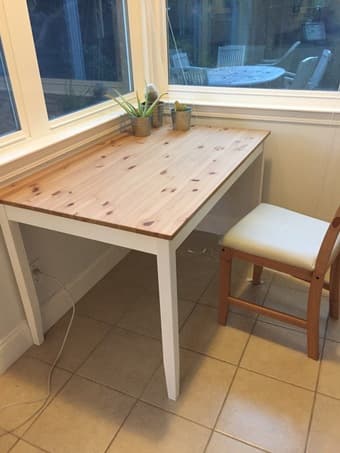 IKEA Lehrman Table (46x29) pine top and white legs ($40 OBO) 3