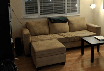 Beige microfiber chaise sofa 2