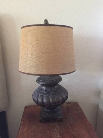 Rustic lamp with burlap shade 1