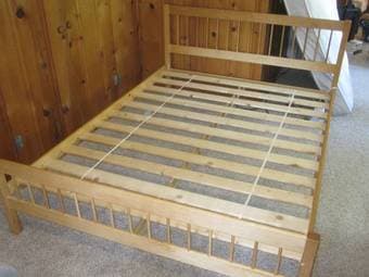 solid pine bed queen bed frame, disassembles w/o tools! 1