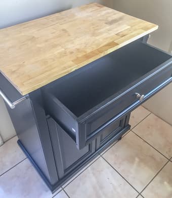 Black kitchen cart with natural wood top 3
