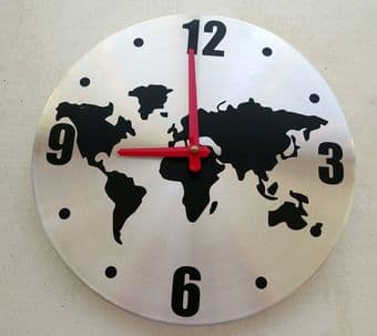 LIKE NEW Ikea Persby World Map Wall Clock w Red Hands 3