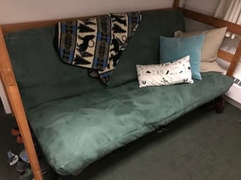 FUTON FULL DOUBLE BED Dark Cherry Finish with Mattress 1