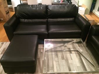 Bonded Leather Sofa and Ottoman 1