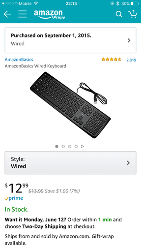 AmazonBasics Wired Keyboard 1