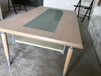 Beautiful coffee table  (light finish) with glass insert 2