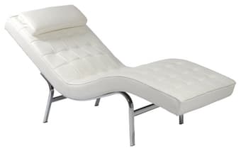 CB2 White Leather Chaise Lounge - (Ashbury Heights, San Francisco) 1