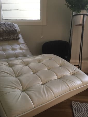 CB2 White Leather Chaise Lounge - (Ashbury Heights, San Francisco) 3