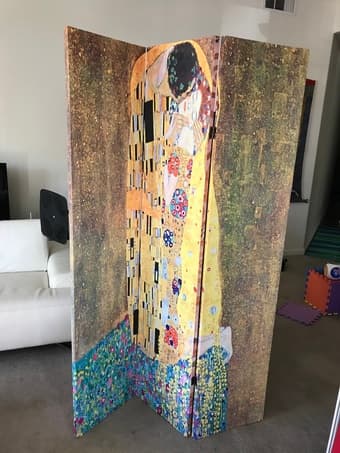 6-ft Tall Double Sided Room Divider of The Kiss from Klimt 1