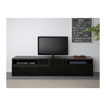 IKEA TV UNIT black, high gloss Besta System 3