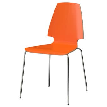 IKEA VILMAR chair (orange) w/ steel legs 1