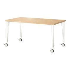 IKEA HILVER Bamboo desk + 4 KRILLE legs (w/ casters) 1