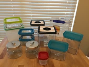 HUGE SALE! 12 glass and plastic sealed containers of different sizes 1