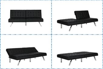 Move-out SALE! Black Couch Futon Sofa Bed + 2 Gratis Pillows 3