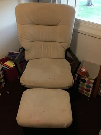 Crib (with toddler rail) and rocking/chair and glider for sale 3