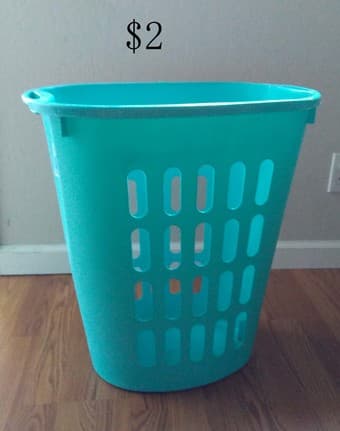 metal drying rack($5), plastic clothes rack($3), Laundry basket($2) 3