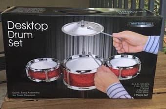 Lots of fun stuff for sale: couch, vioa case, mugs, table drumset! 3