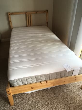 Single Bed Frame, Slatted base and Mattress 1