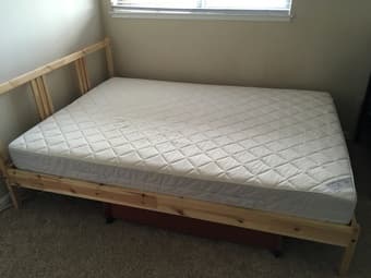 Double Bed Frame, Slatted Base and Mattress 1