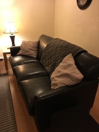 Brown faux Leather Sofa, like new! 3