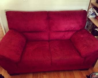 2-seater red microsuede sofa 1