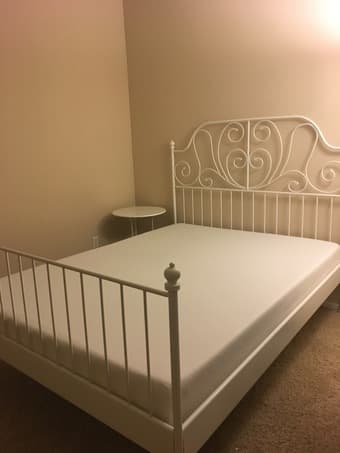 Queen Bed Frame (IKEA) Leirvik with good slats 1