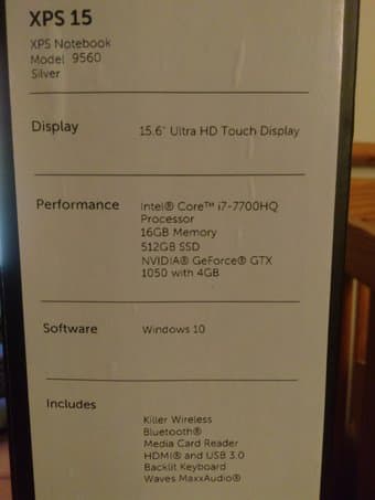 Dell XPS15 Model 9560 i7-7700HQ Processor NEW laptop 1