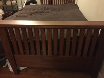 Dark wood futon w/mattress 1