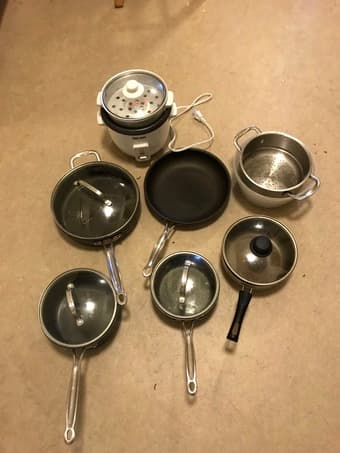 On campus sell. All kinds of pots ____5 dollars each 2