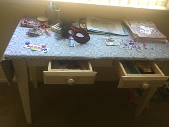 White Table With Two Drawers + New office chair 1