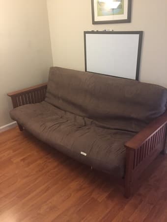 Dark wood futon w/mattress 2