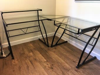 Modern glass top computer desk and chair 1
