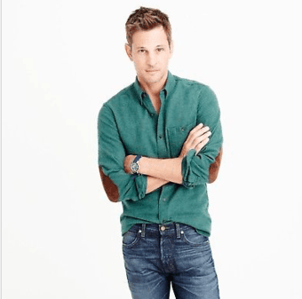 JCrew elbow patch shirt men's XL- solid green- 100%cotton 2