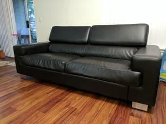 Faux leather sofa, stylish, light weight, foldable backrest, wide arm 1