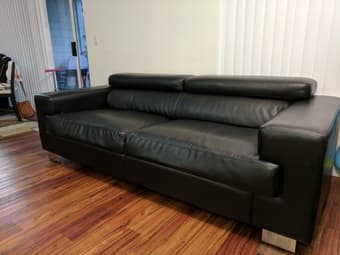 Faux leather sofa, stylish, light weight, foldable backrest, wide arm 2