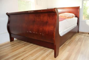 Queen sized solid cherry wood box spring bed 2
