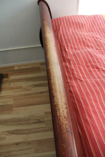 Queen sized solid cherry wood box spring bed 3