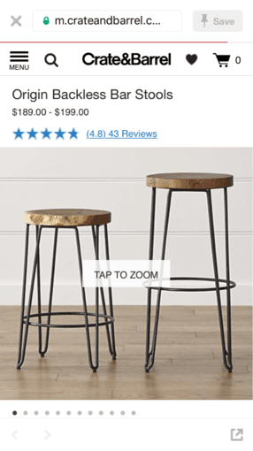 Crate and barrel bar stool, like new 1