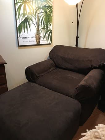 Crate & Barrel Large, Comfy Armchair and Ottoman 2