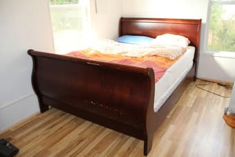Queen sized solid cherry wood box spring bed 3