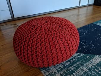 CB2 Orange/red pouf on good condition 1