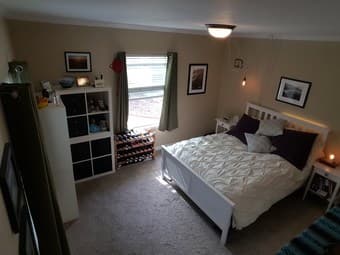 Sunny master bedroom available in 3br house with yard and garage 1